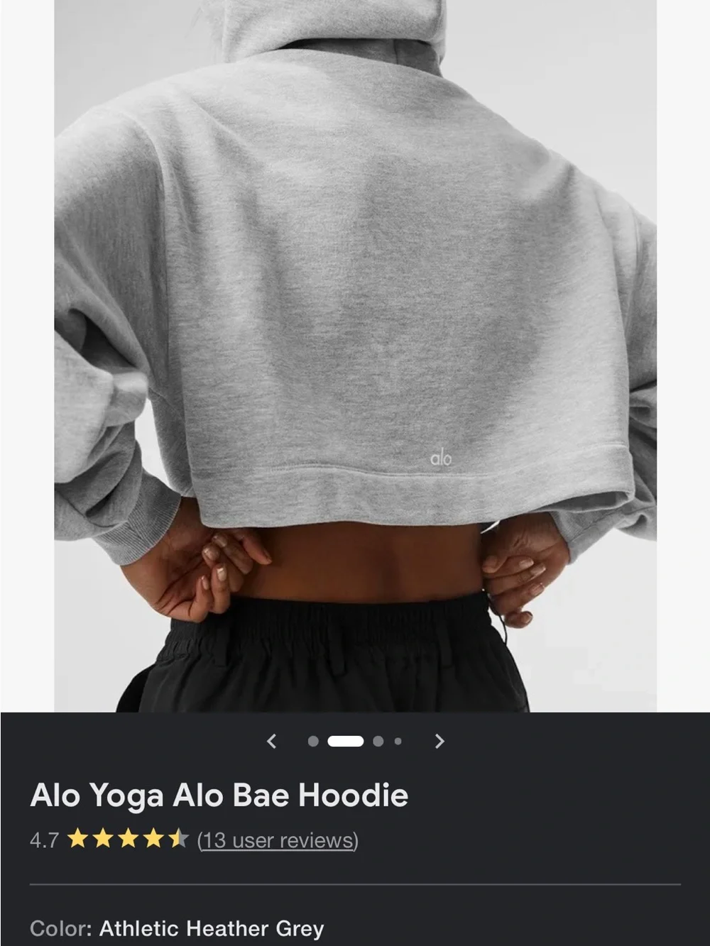 ALO Yoga Athletic Heather Grey Cropped Hoodie